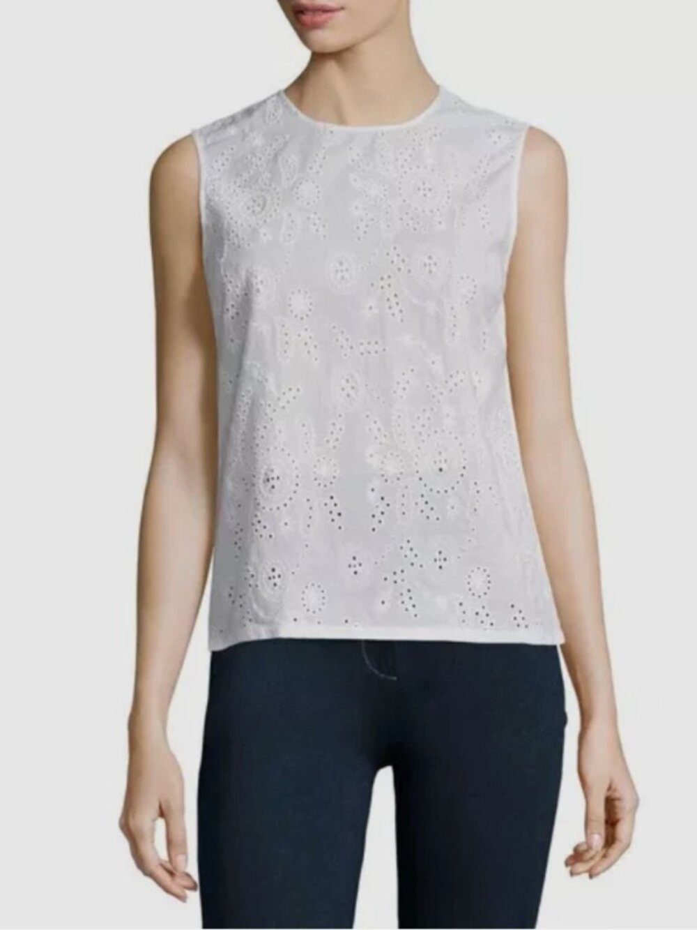 AG Adriano Goldschmied Teagan Eyelet white sleeveless top Sz S